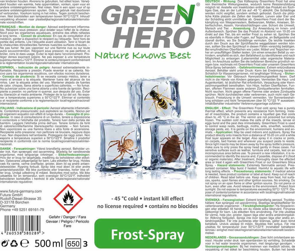 Frost-Spray | Insektenspray ohne Insektizide | zur Bekämpfung von Insekten und Nestern